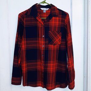 Warm And Colorful Flannel Shirt Ideal for cooler weather seasonal NWT szS